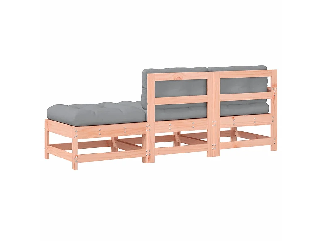 3-tlg. Garten-Lounge-Set mit Kissen Massivholz Douglasie