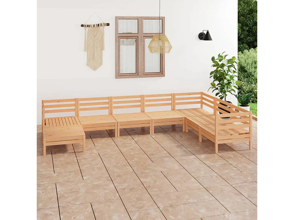 8-tlg. Garten-Lounge-Set Massivholz Kiefer