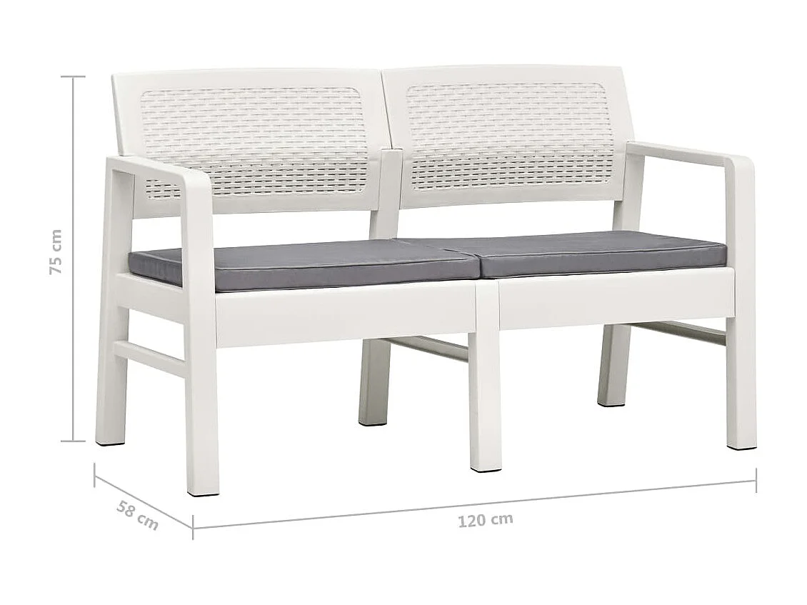 Garten-Lounge-Set mit Auflagen 4-tlg. Kunststoff Weiß