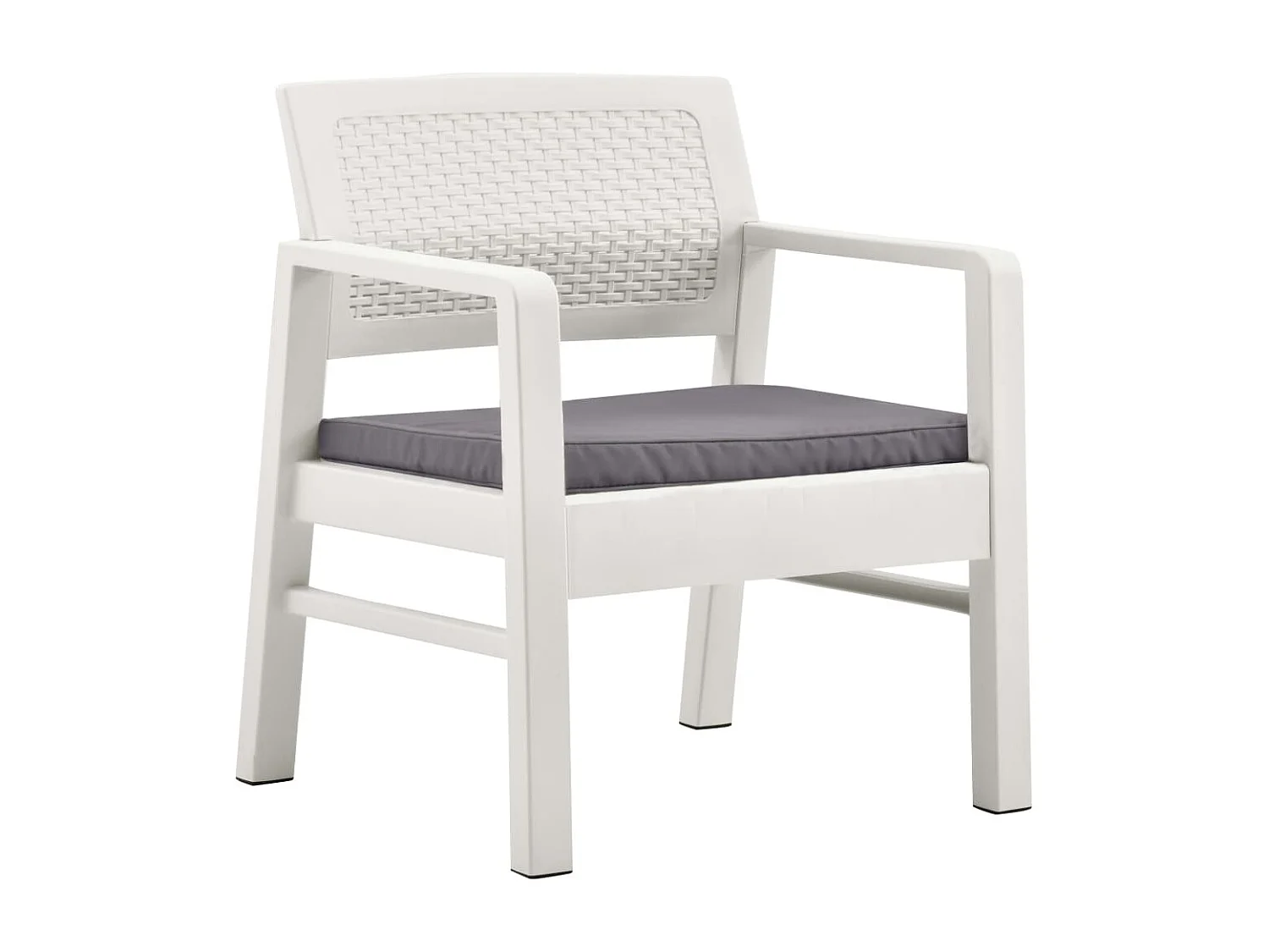 Garten-Lounge-Set mit Auflagen 4-tlg. Kunststoff Weiß