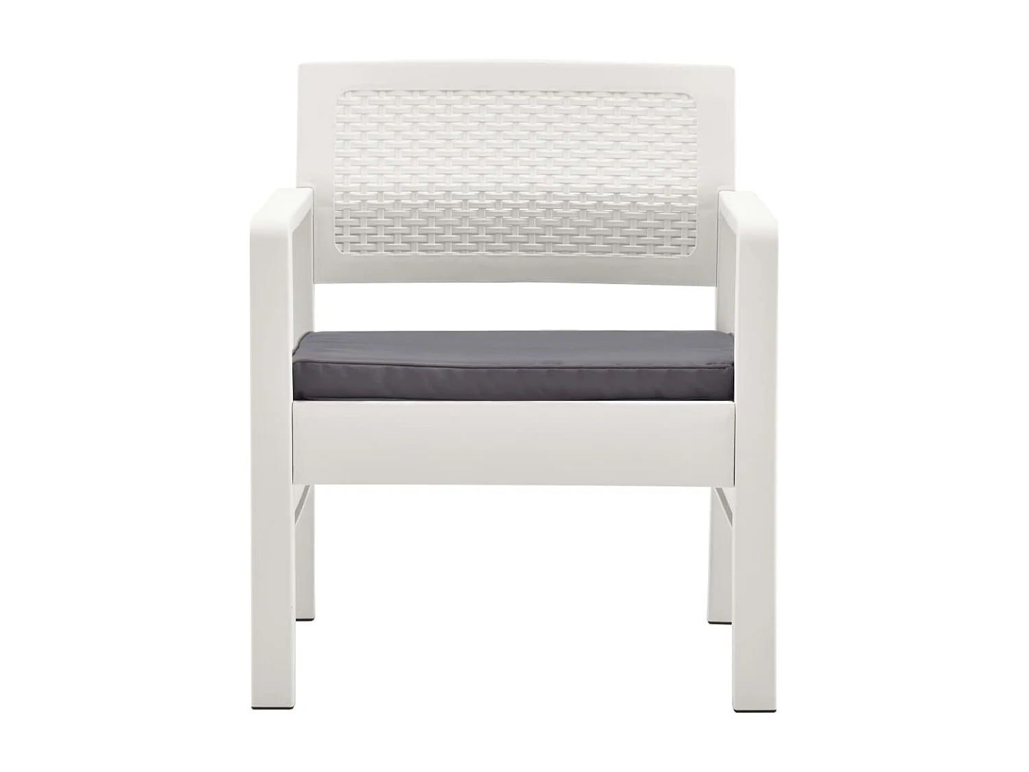 Garten-Lounge-Set mit Auflagen 4-tlg. Kunststoff Weiß