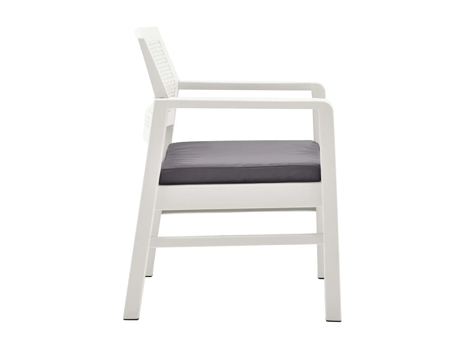 Garten-Lounge-Set mit Auflagen 4-tlg. Kunststoff Weiß