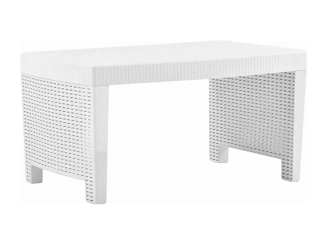 Garten-Lounge-Set mit Auflagen 4-tlg. Kunststoff Weiß