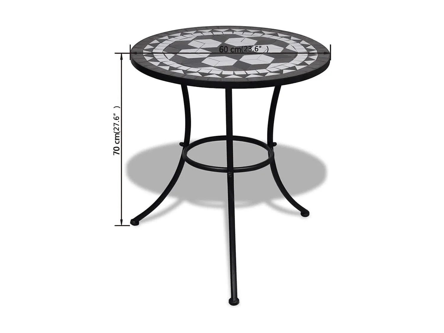 Set da Bistrot 3 pz in Piastrelle di Ceramica Nero e Bianco