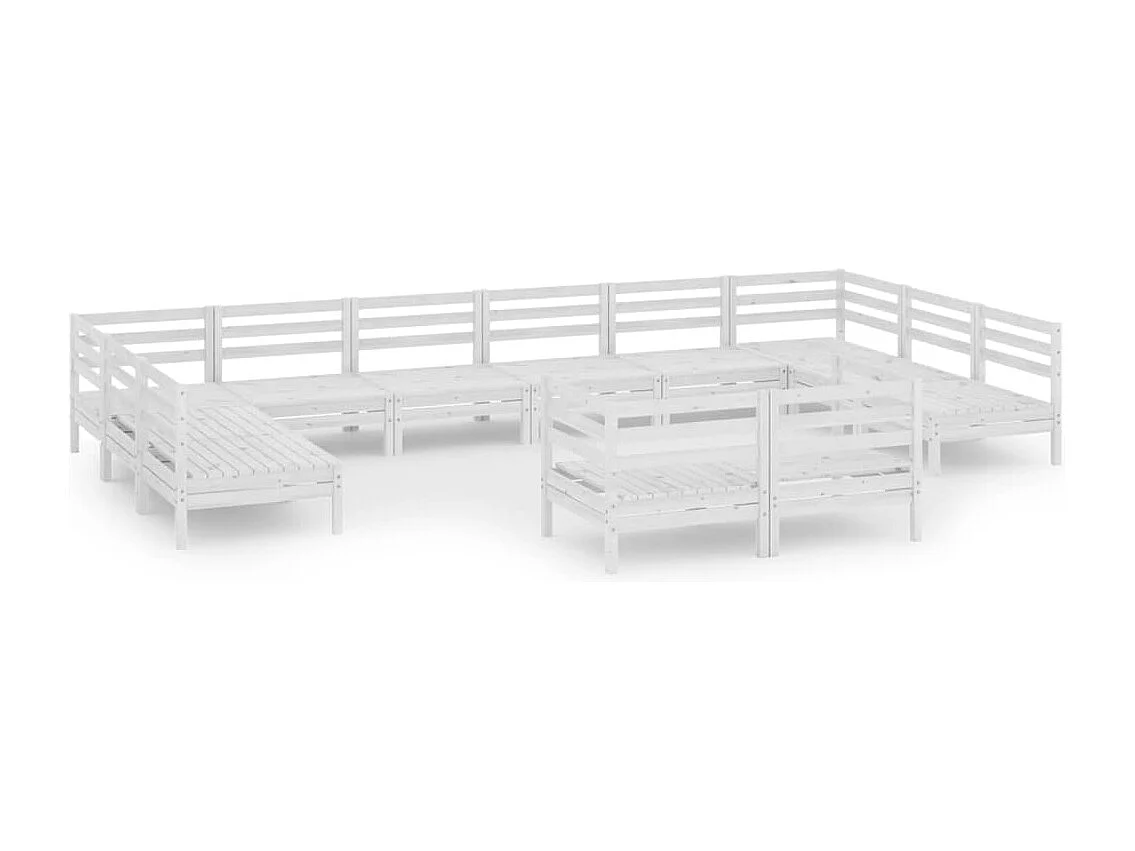 12-delige Loungeset massief grenenhout wit