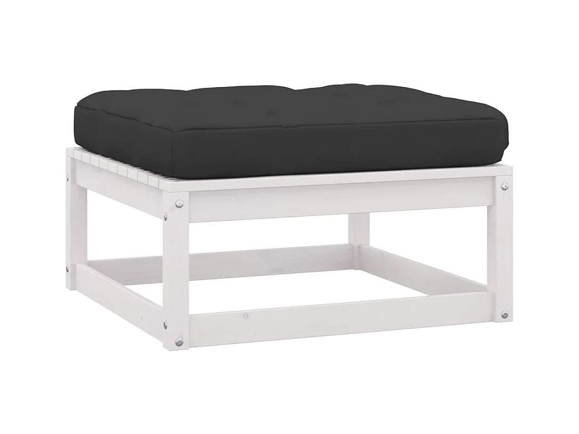 Set Salotto Giardino 8pz con Cuscini Bianco Legno Massello Pino