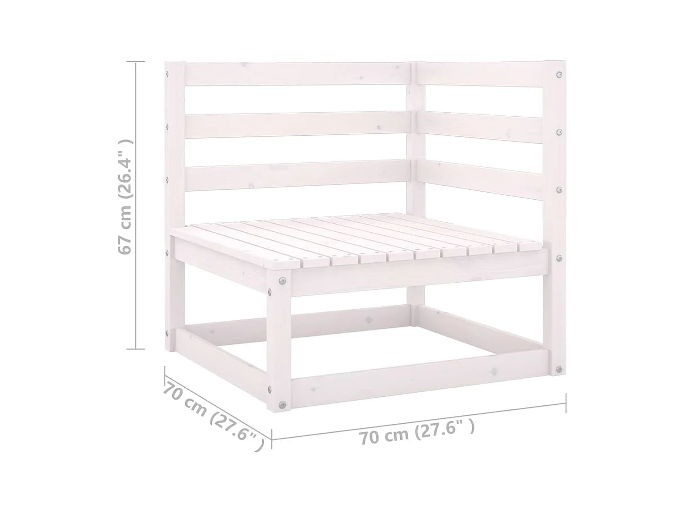 Set Salotto Giardino 8pz con Cuscini Bianco Legno Massello Pino