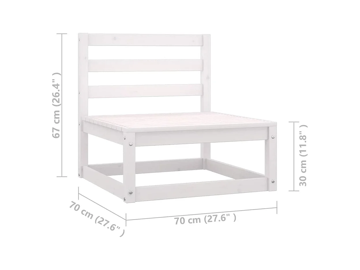 Set Salotto Giardino 8pz con Cuscini Bianco Legno Massello Pino