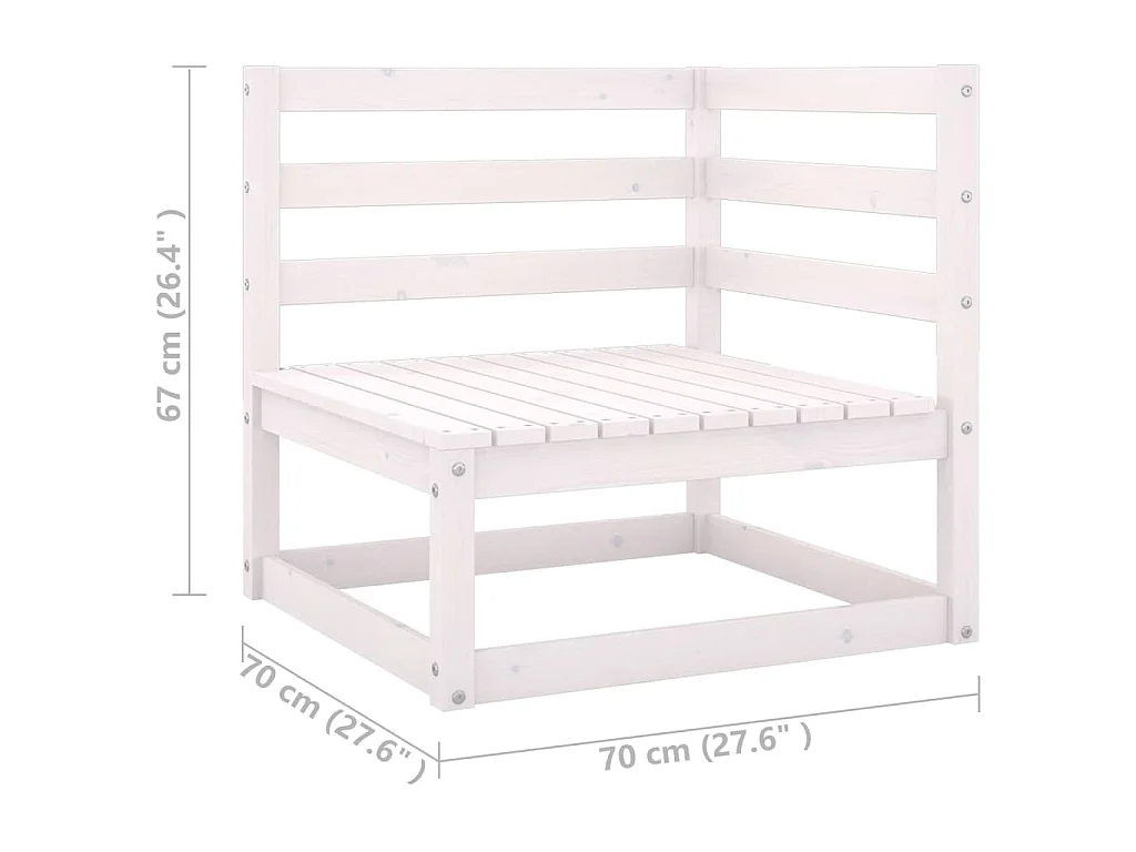 8-delige Loungeset met kussens massief grenenhout wit