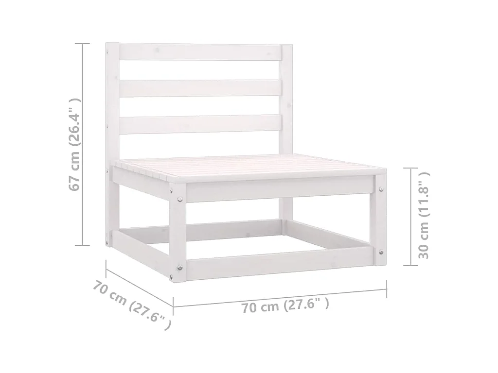 8-delige Loungeset met kussens massief grenenhout wit