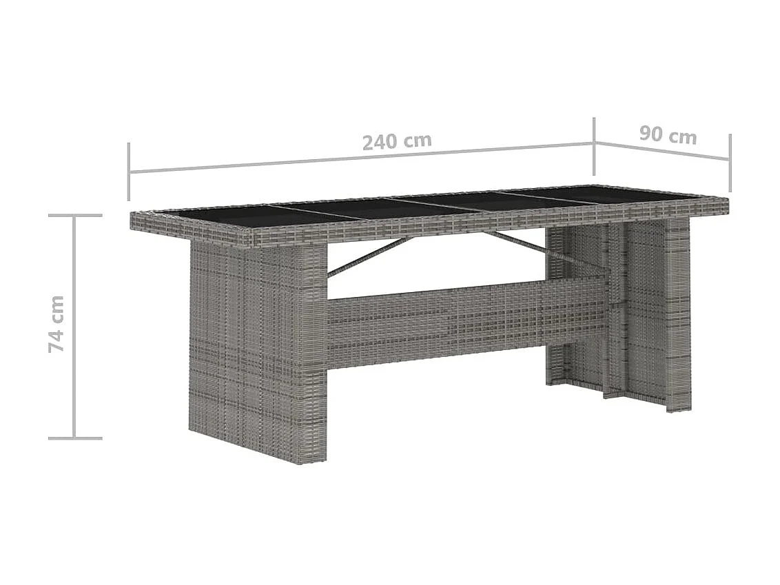 11-delige Tuinset met kussens poly rattan grijs