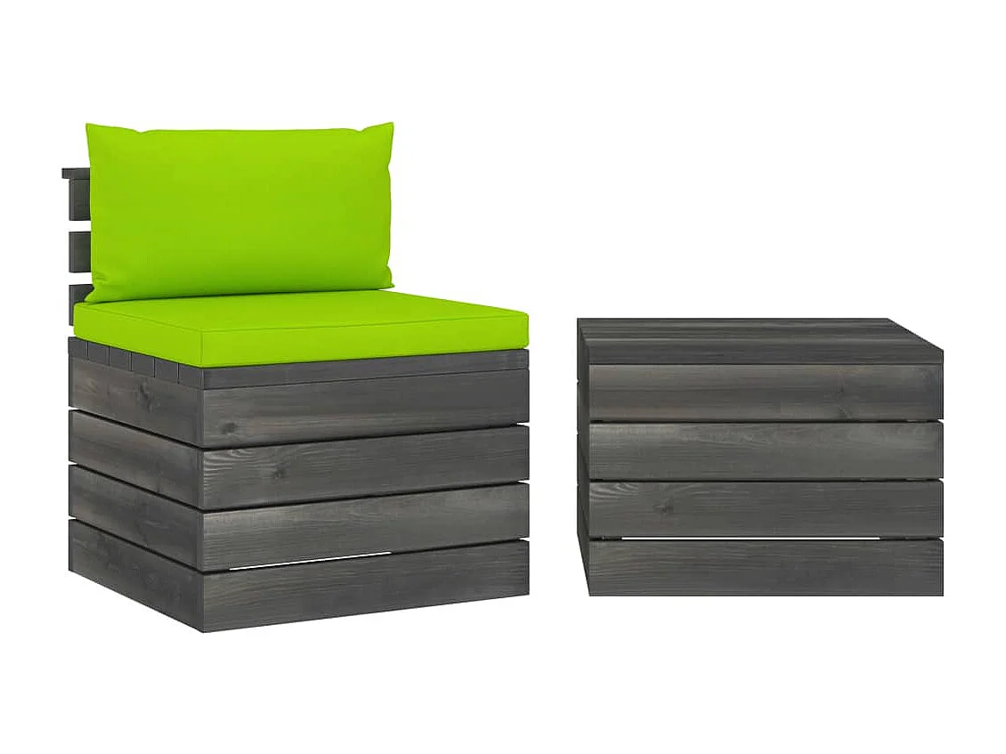 2-delige Loungeset met kussens pallet massief grenenhout