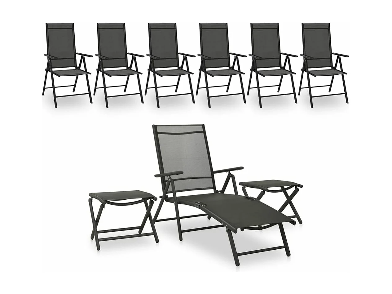 9 pcs conjunto lounge de jardim preto e antracite