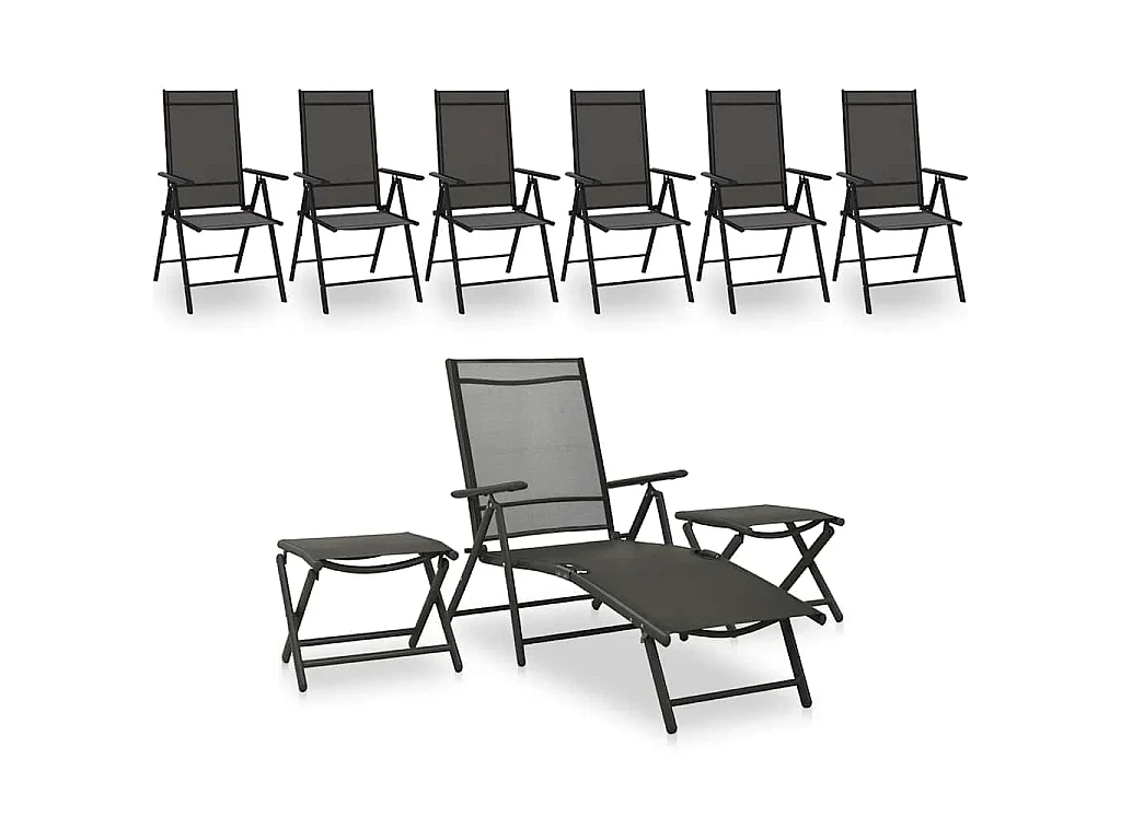 9-tlg. Garten-Lounge-Set Schwarz und Anthrazit