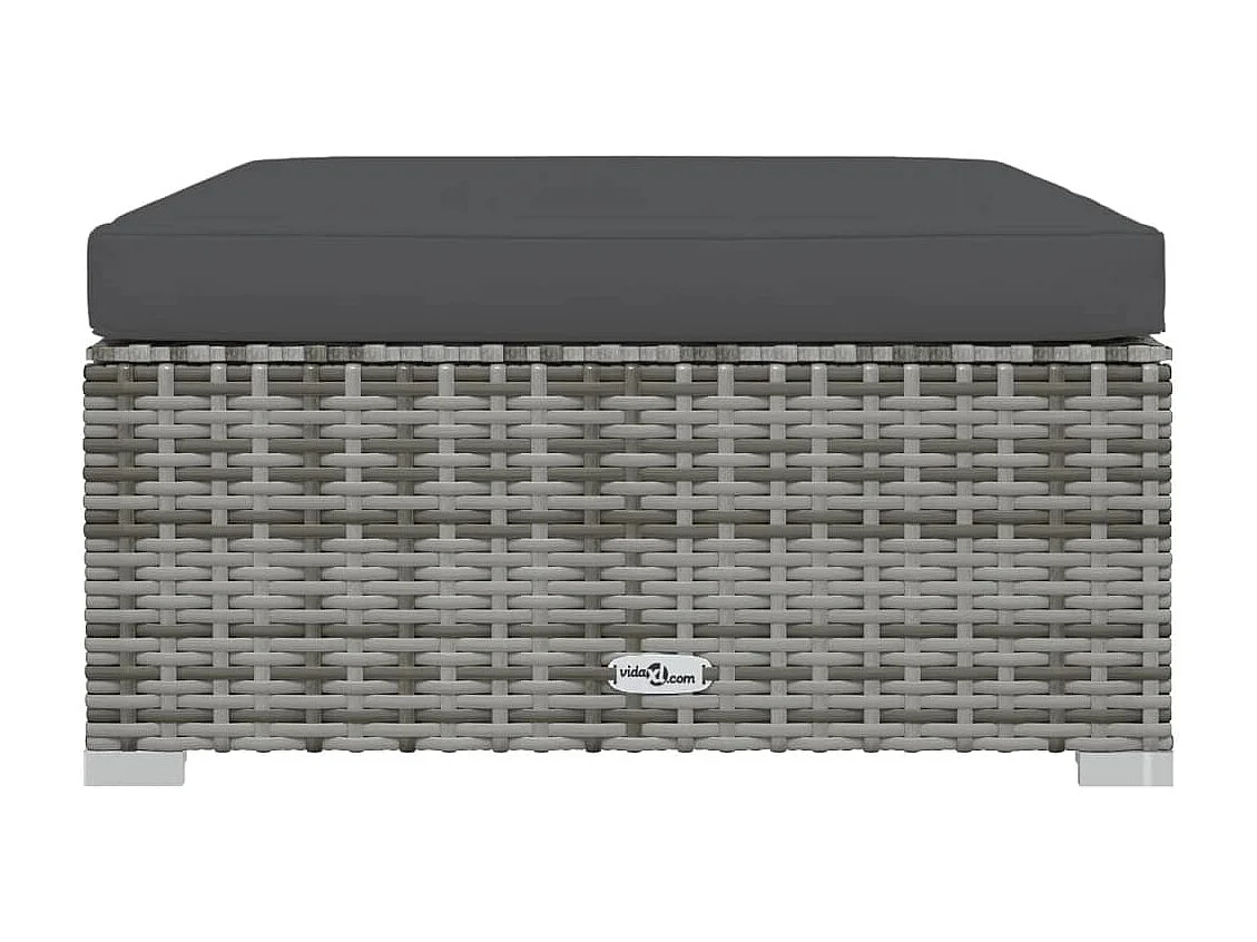 7 pcs conjunto lounge de jardim c/ almofadões vime PE cinzento