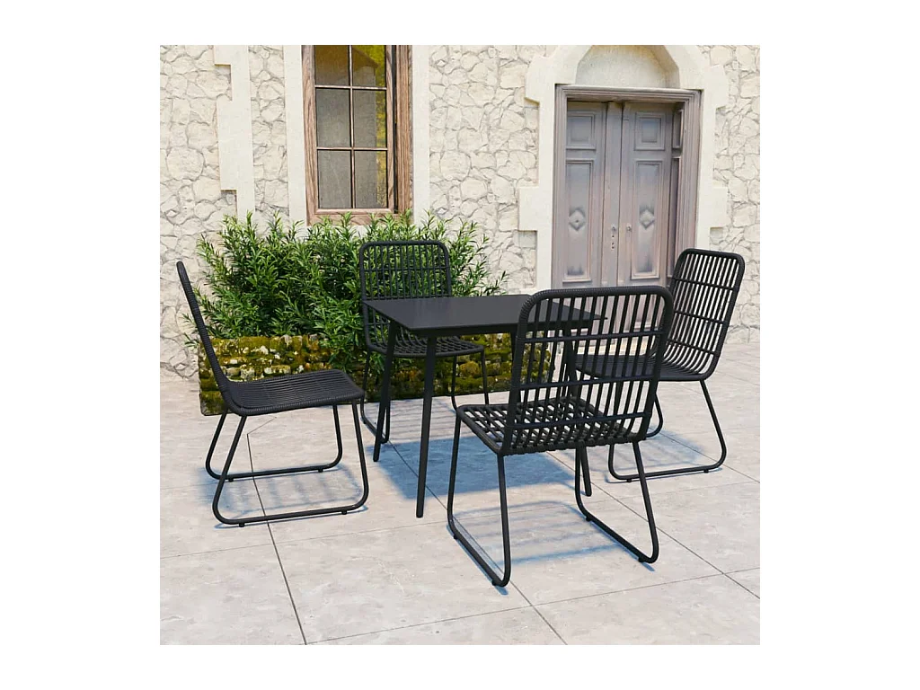 5-delige Tuinset poly rattan en glas