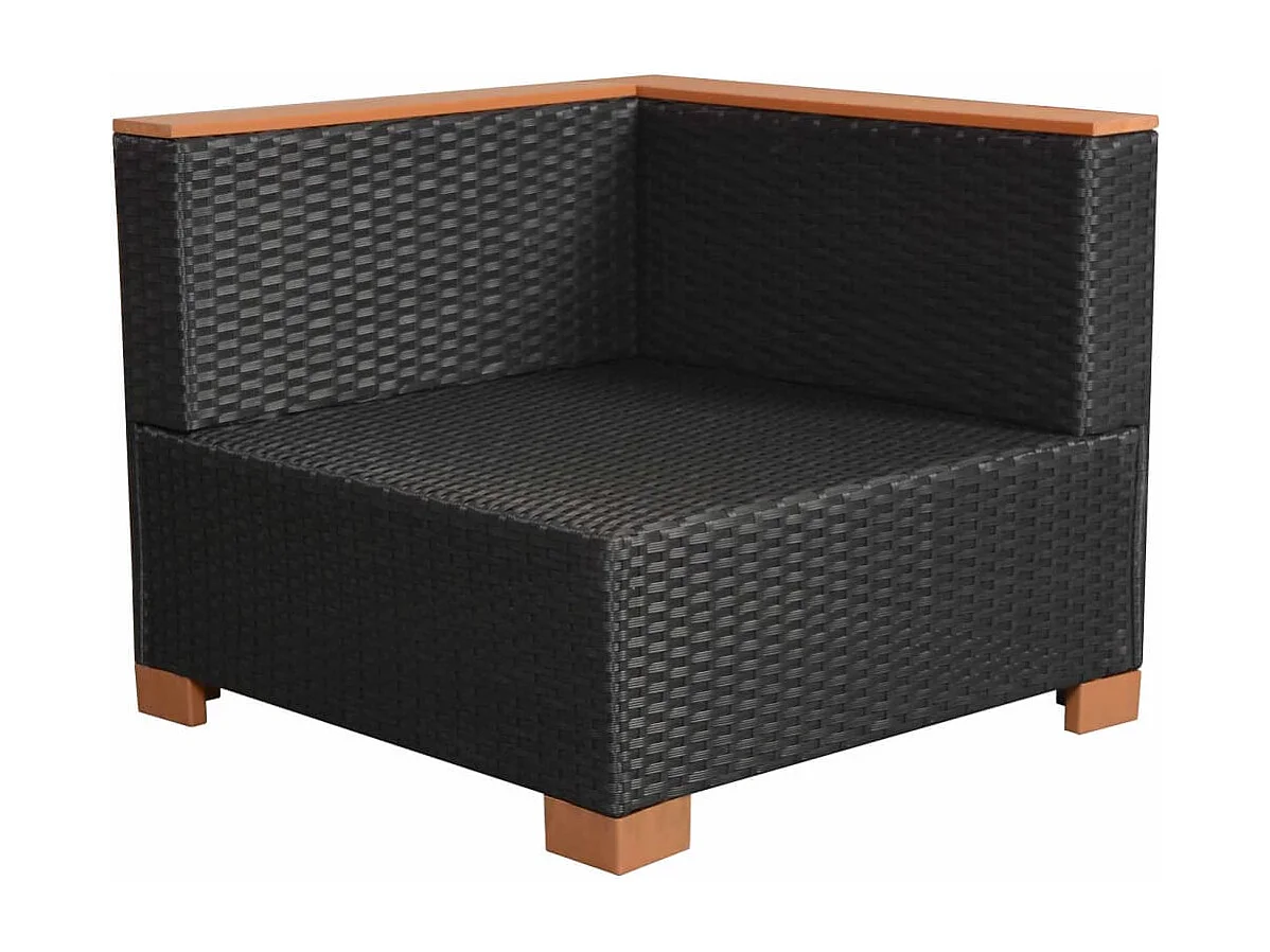 9-tlg. Garten-Lounge-Set mit Auflagen Poly Rattan Schwarz
