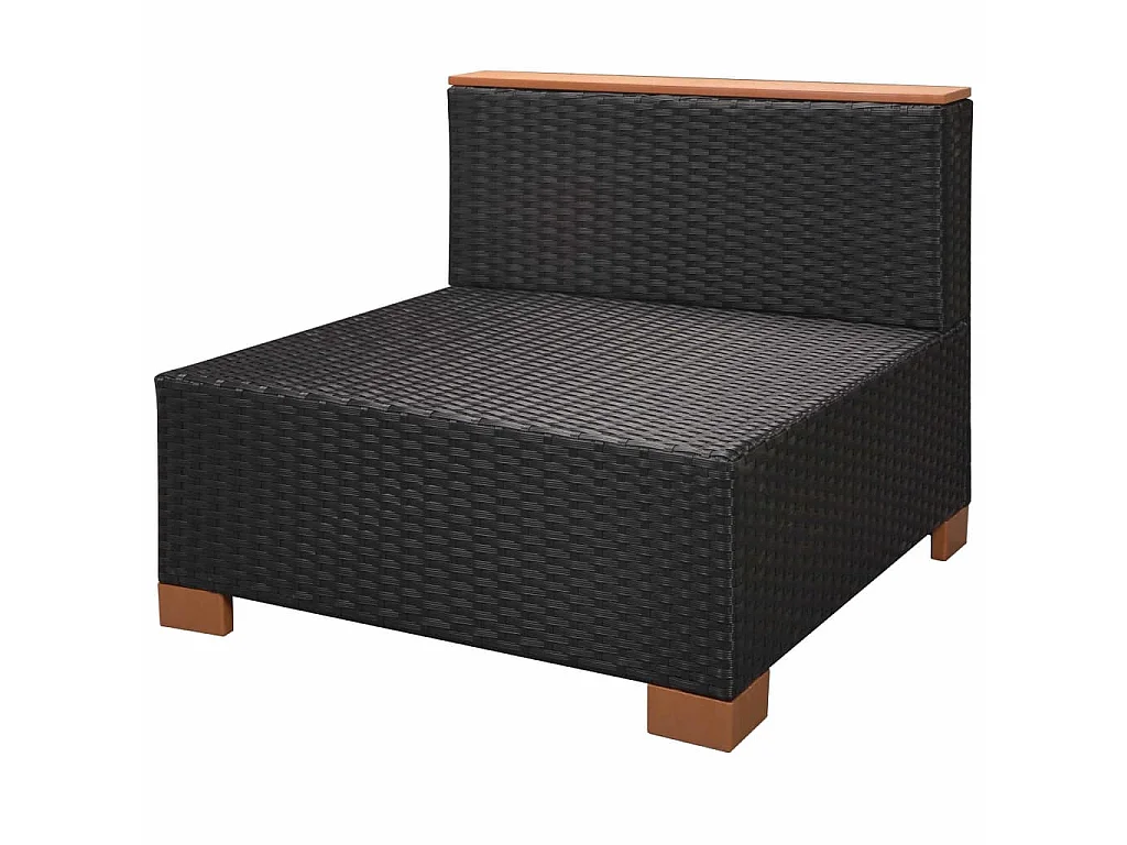 9-tlg. Garten-Lounge-Set mit Auflagen Poly Rattan Schwarz