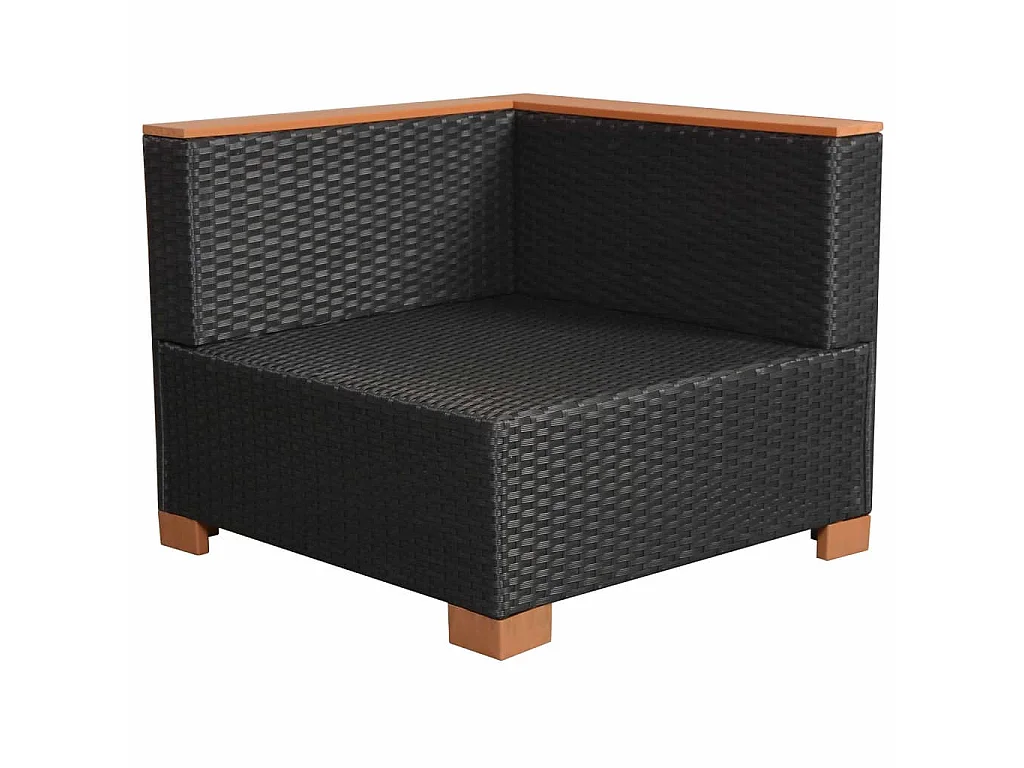 9-tlg. Garten-Lounge-Set mit Auflagen Poly Rattan Schwarz