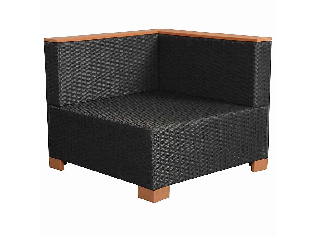 Salon de jardin 9 pcs avec coussins Résine tressée Noir