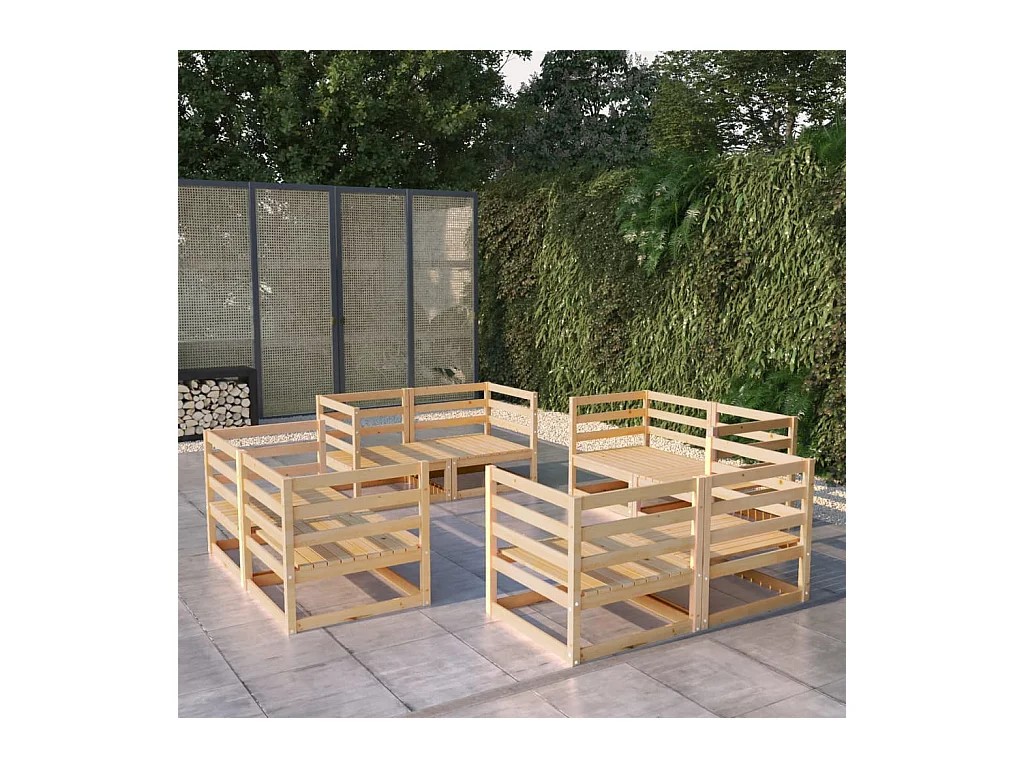 Set Divani da Giardino 8 pz in Legno Massello di Pino