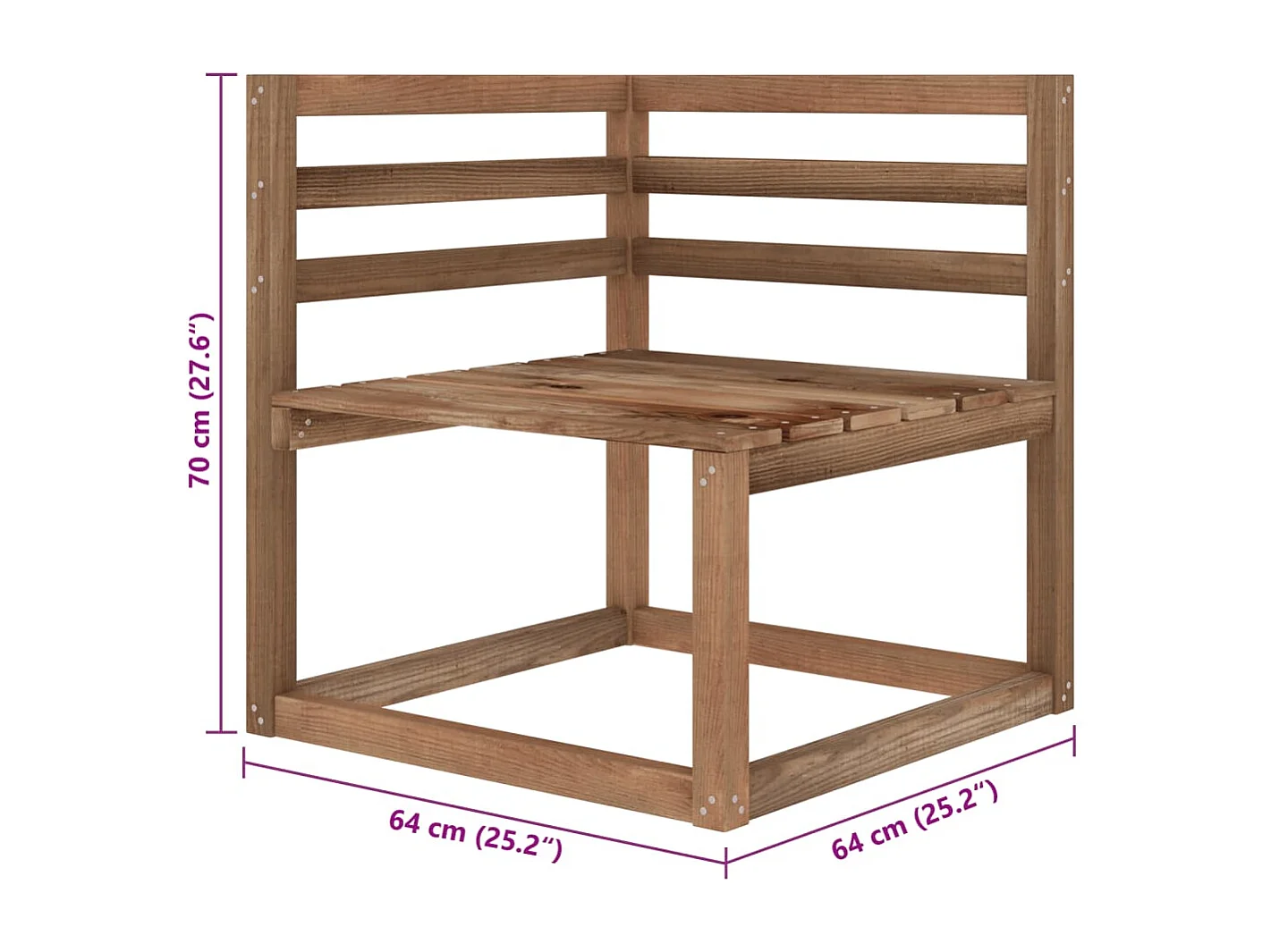 Tuinbank 2-zits pallet met crèmewitte kussens grenenhout