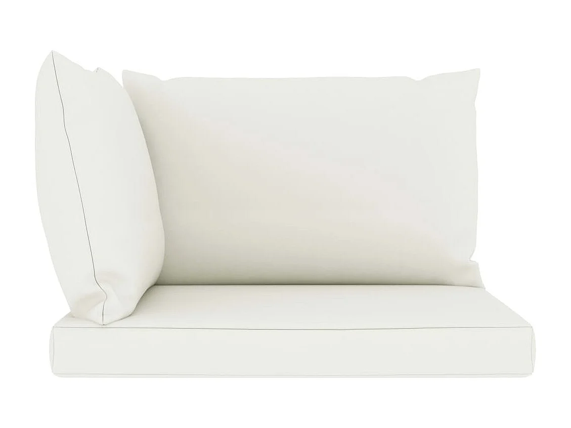 Tuinbank 2-zits pallet met crèmewitte kussens grenenhout