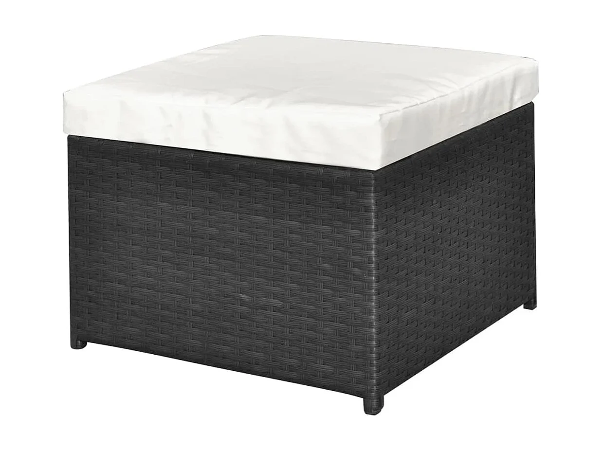 Salon de jardin 4 pcs avec coussins Résine tressée Noir