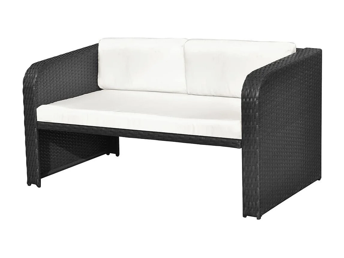 Salon de jardin 4 pcs avec coussins Résine tressée Noir