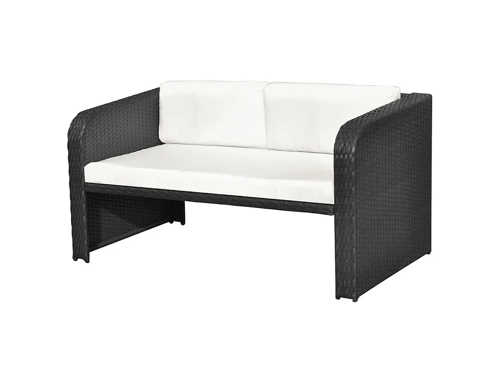 4-tlg. Garten-Lounge-Set mit Auflagen Poly Rattan Schwarz