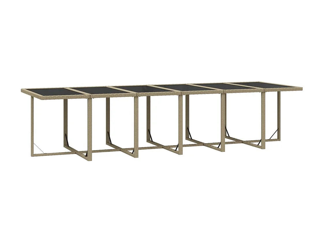 Ensemble à manger de jardin coussins 17pcs Résine tressée Beige