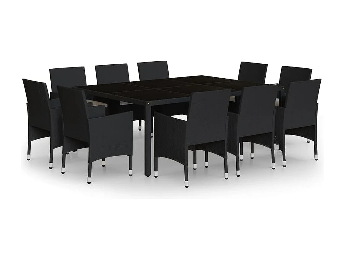 Set da Pranzo da Giardino 11 pz in Polyrattan Nero