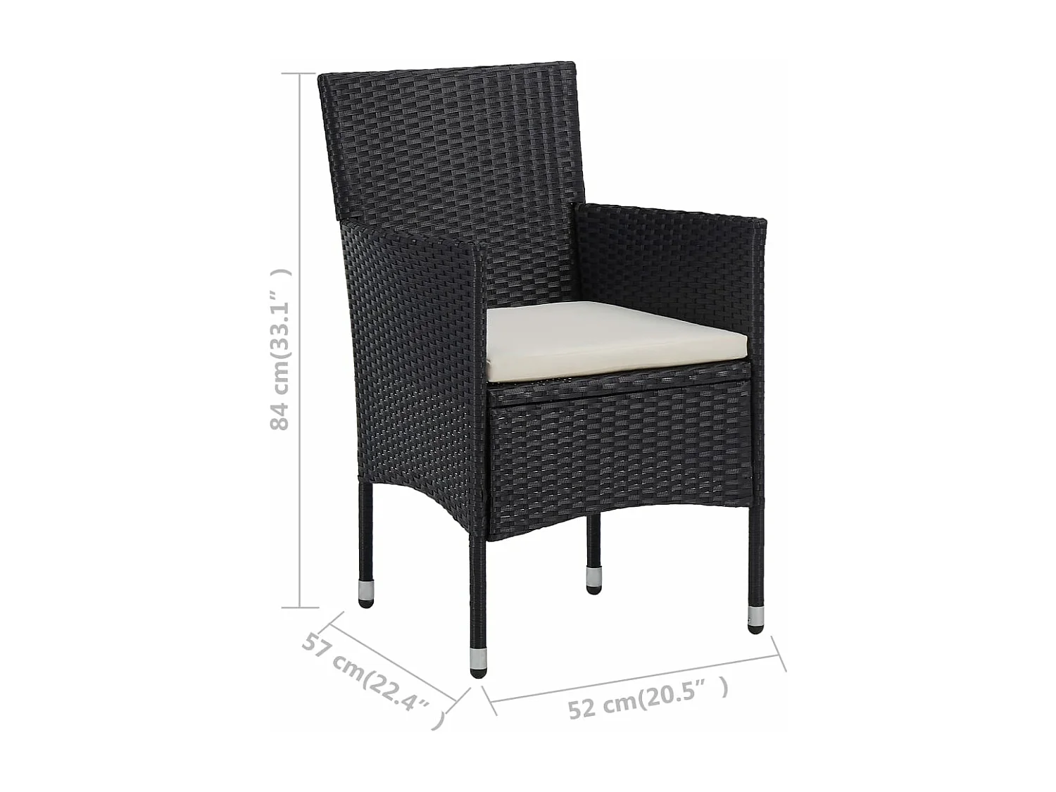 Set da Pranzo da Giardino 11 pz in Polyrattan Nero