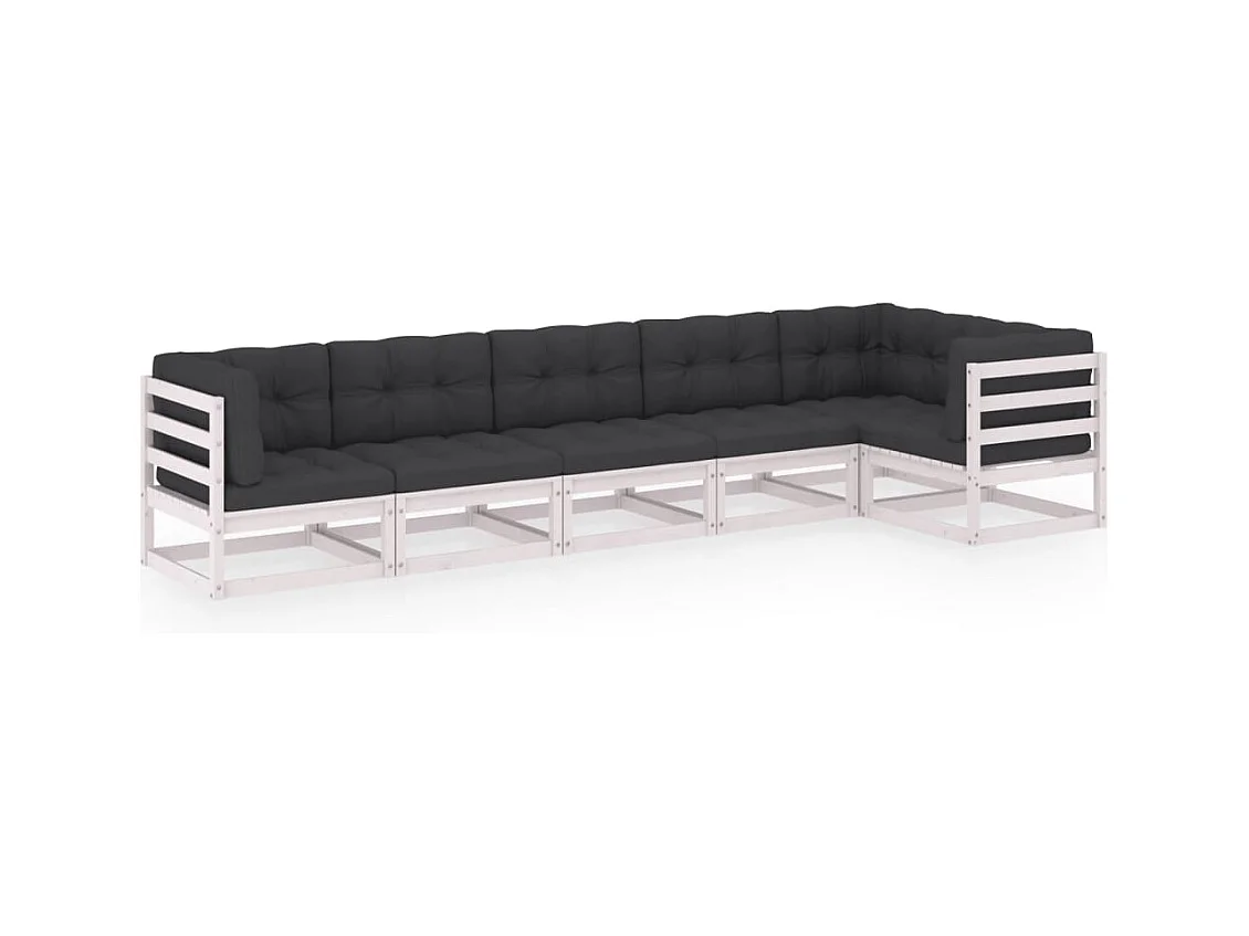 6-tlg. Garten-Lounge-Set mit Kissen Kiefer Massivholz