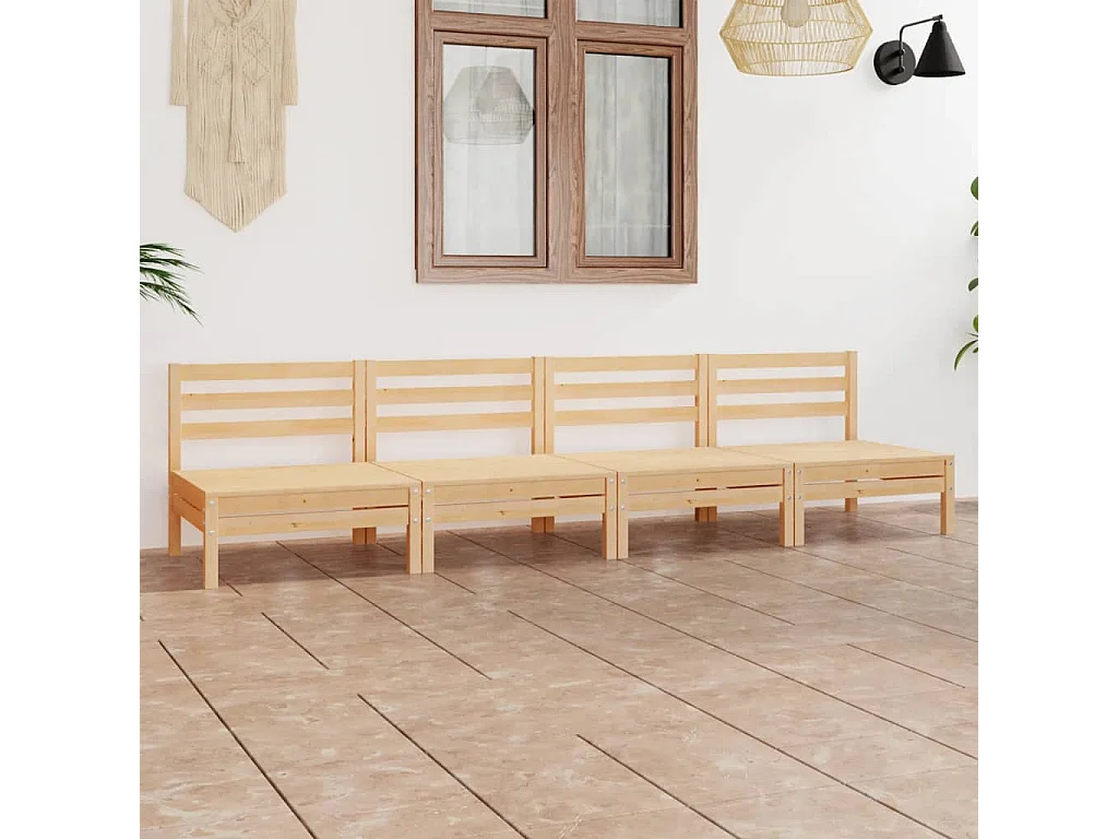 4 pcs conjunto lounge de jardim pinho maciço