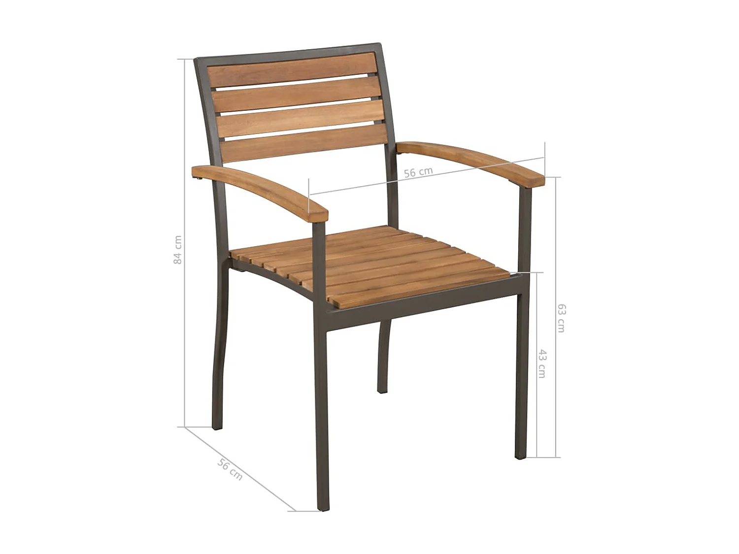 Ensemble à manger d'extérieur 5pcs Bois acacia solide et acier