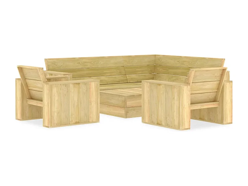 4-delige Loungeset geïmpregneerd grenenhout