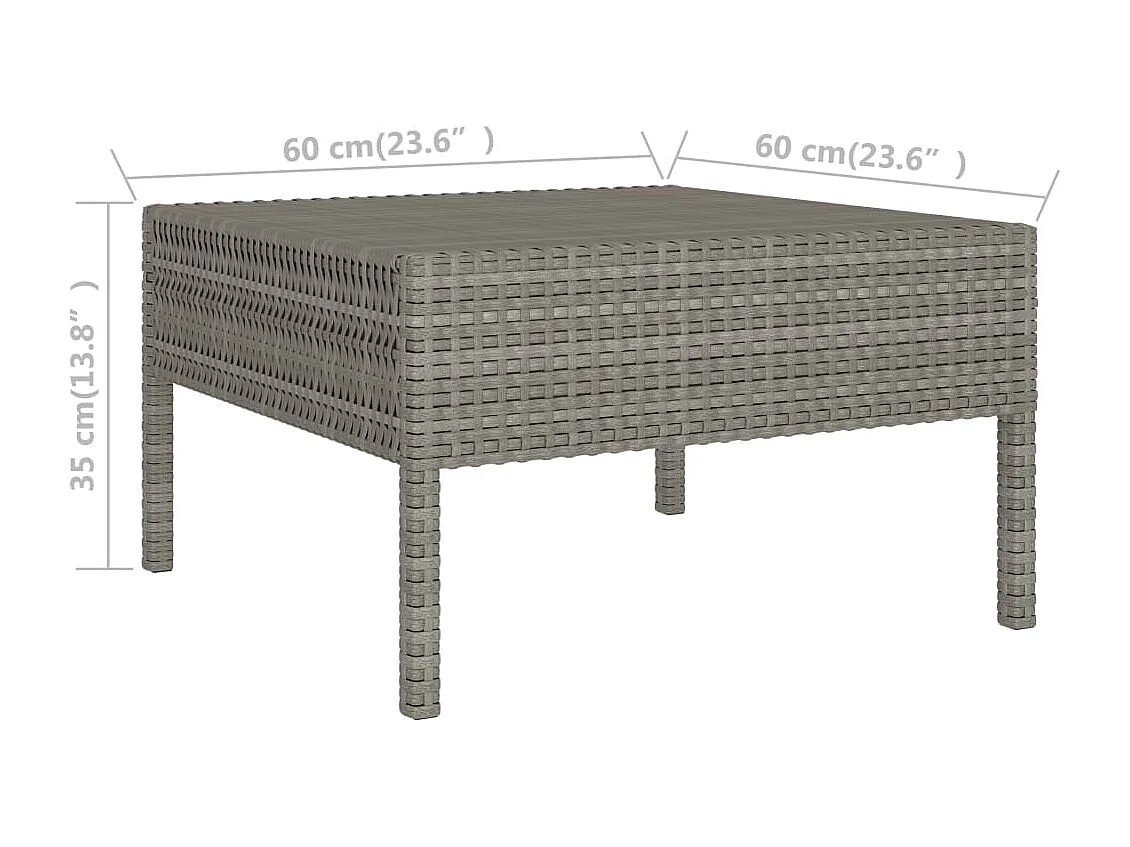 9-delige Loungeset met kussens poly rattan grijs