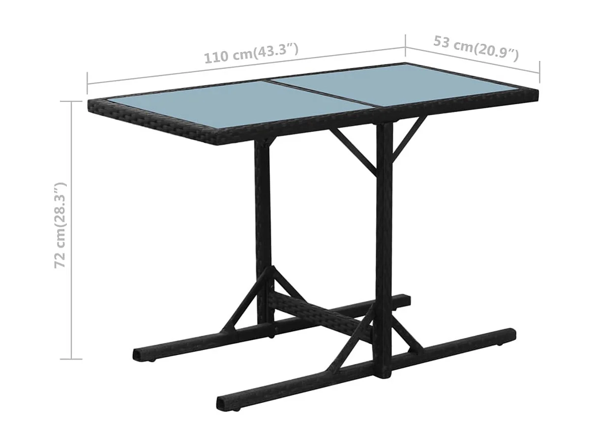 3-delige Bistroset met kussens poly rattan zwart