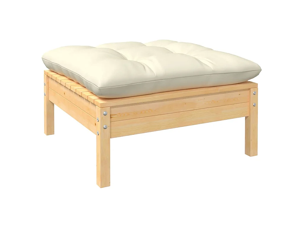 Muebles de jardín 5 piezas cojines madera de pino crema