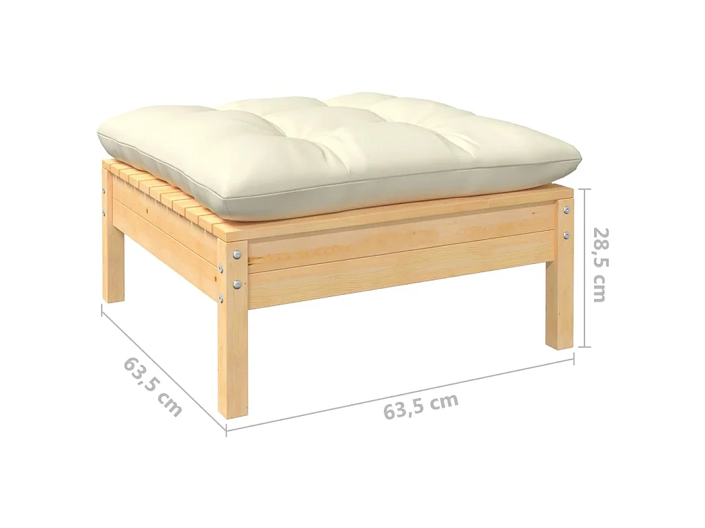 Muebles de jardín 5 piezas cojines madera de pino crema