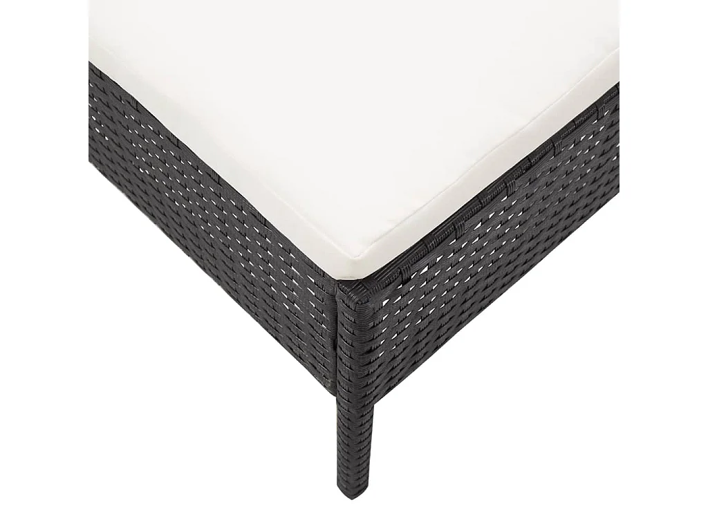 3-tlg. Garten-Lounge-Set mit Auflagen Poly Rattan Schwarz