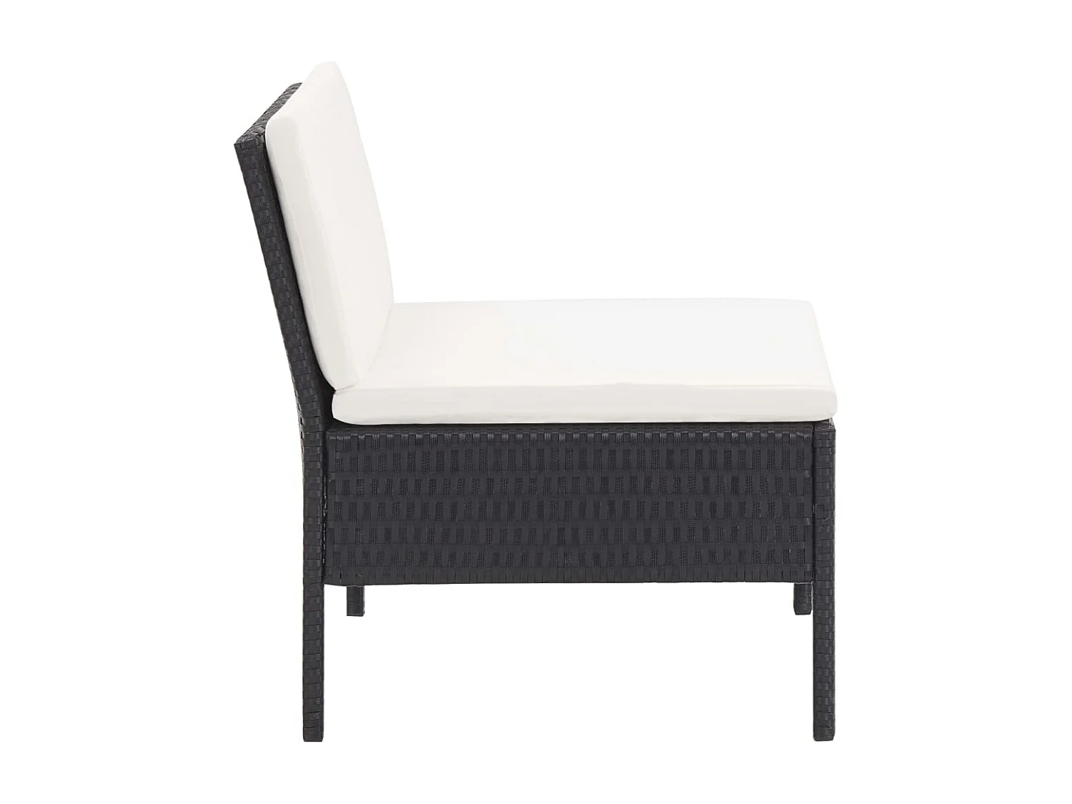 Salon de jardin 3 pcs avec coussins Résine tressée Noir