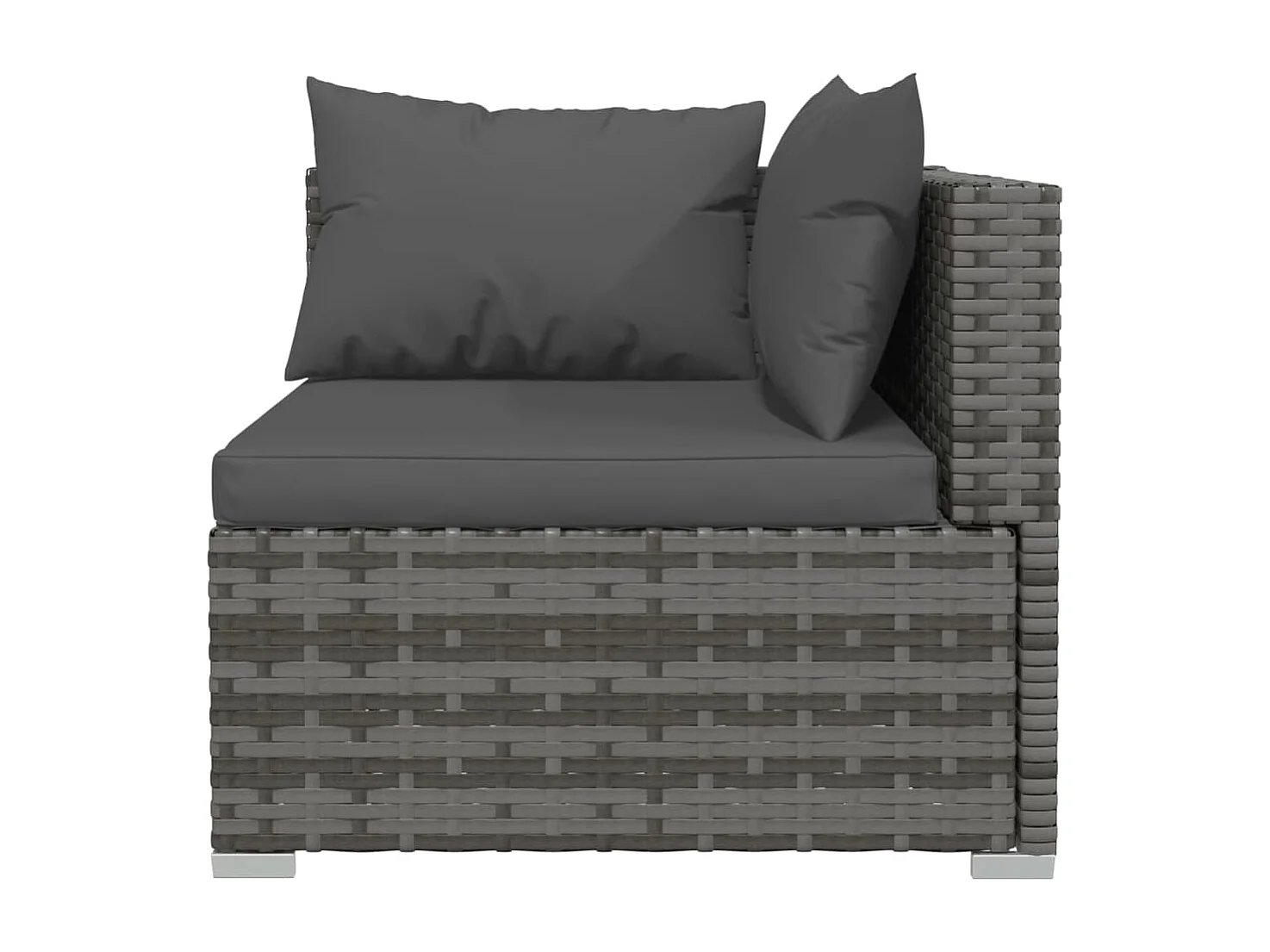 9-delige Loungeset met kussens poly rattan grijs