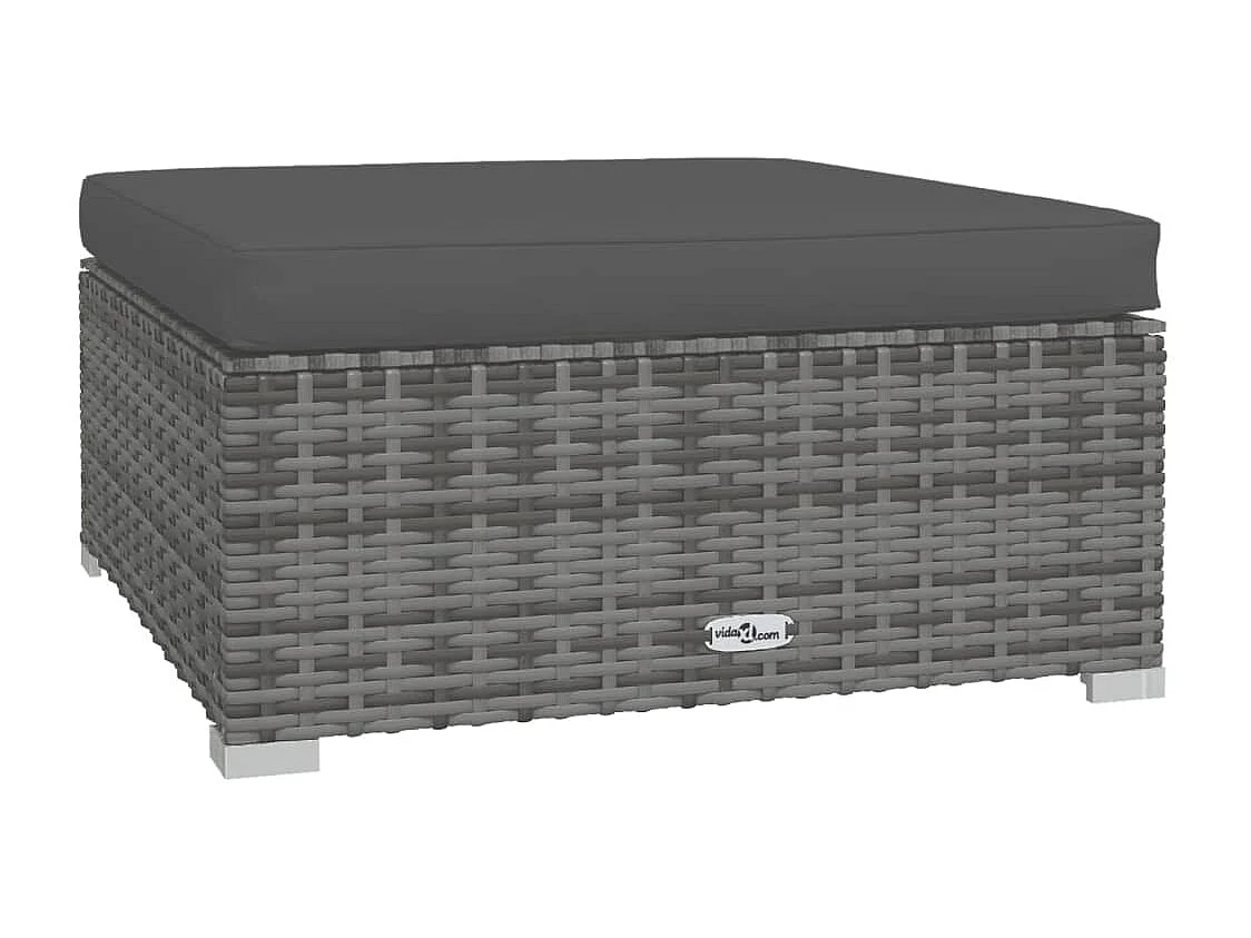 9-delige Loungeset met kussens poly rattan grijs