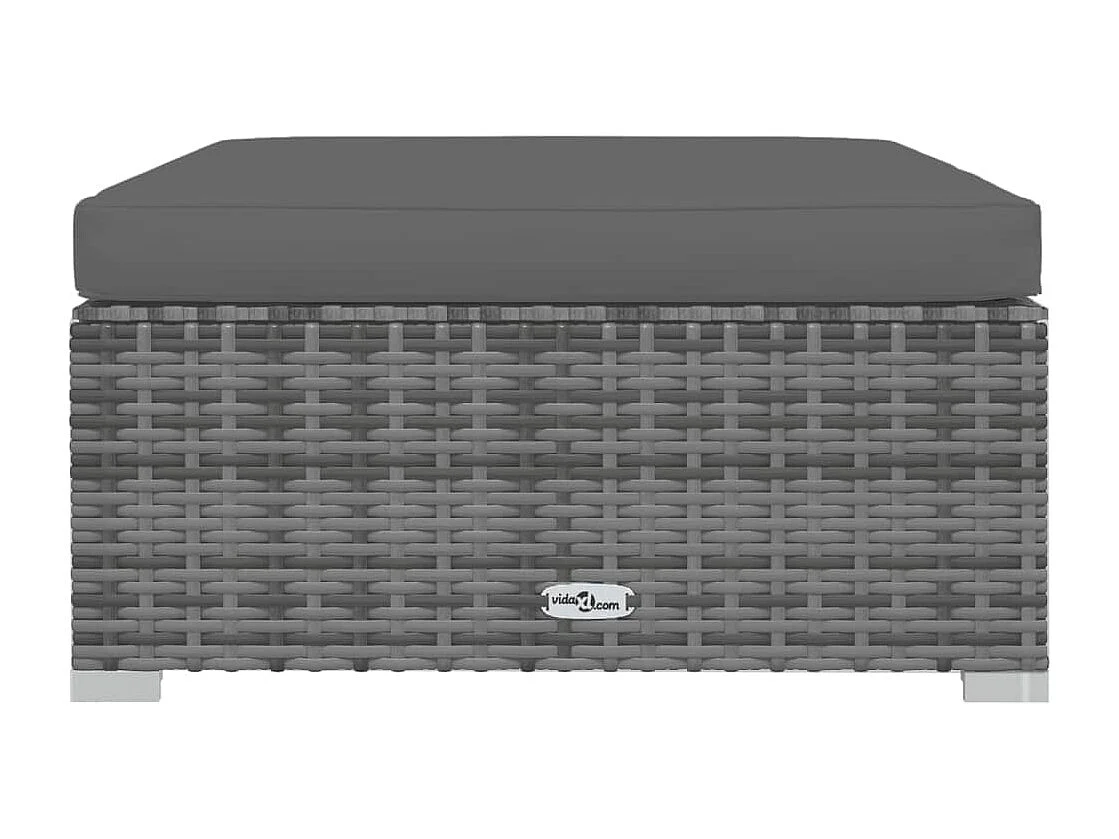 9-delige Loungeset met kussens poly rattan grijs