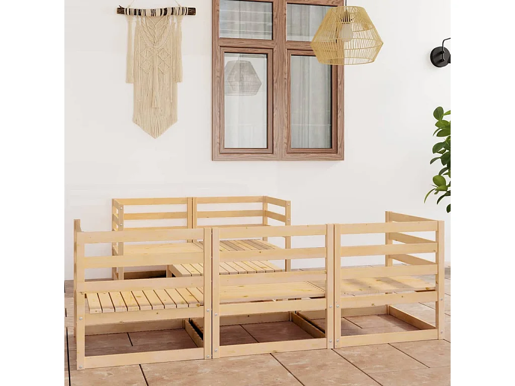 Salon de jardin 6 pcs bois de pin massif
