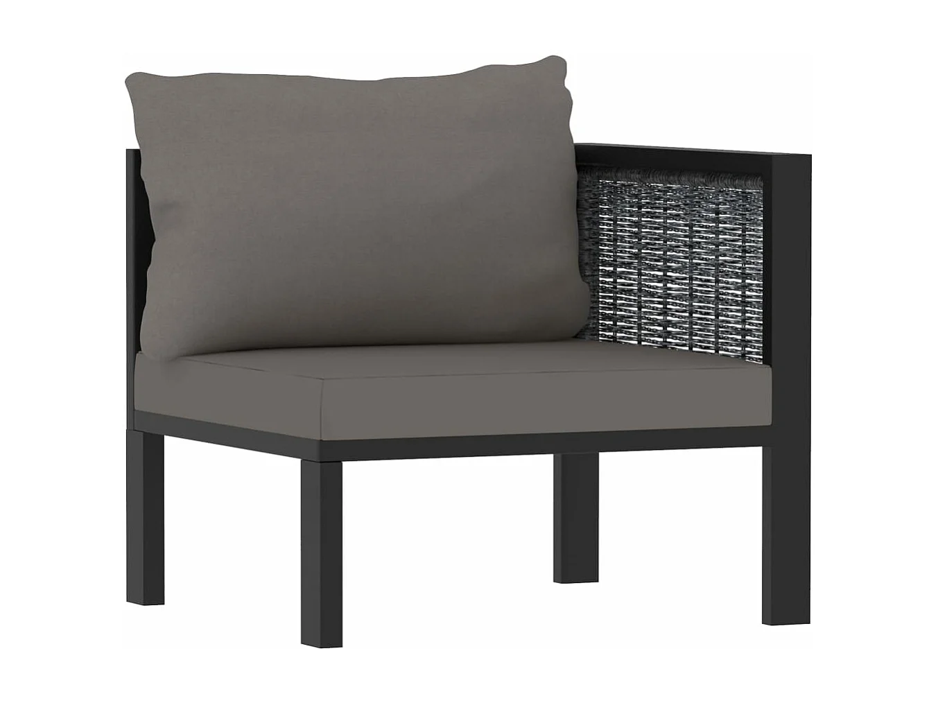 9 pcs conjunto lounge de jardim c/ almofadões vime PE antracite