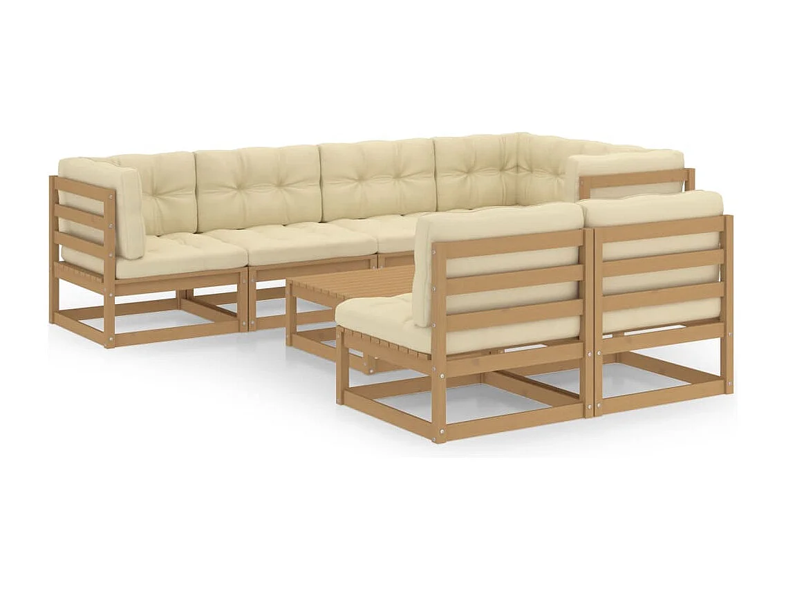 8-delige Loungeset met kussens massief grenenhout