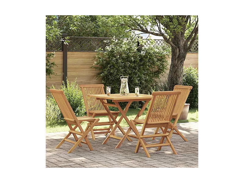 Ensemble à manger de jardin 5 pcs Bois de teck massif